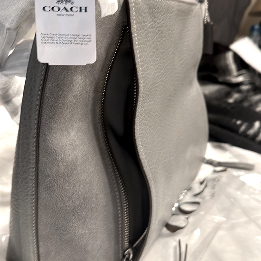 Coach XLMarlow Bag 11x13 Pebble leather & suede Heather Gray .NWT - Picture 5 of 16